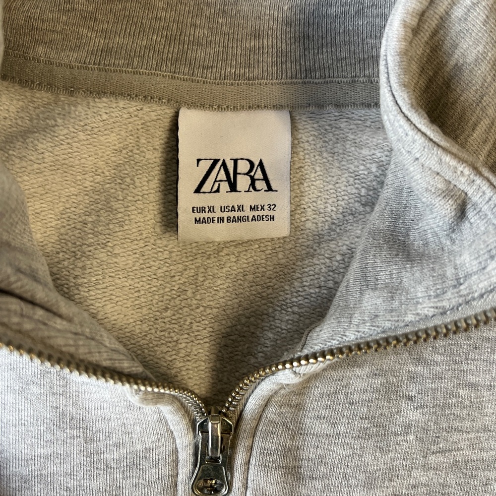 Zara Women’s Heather Gray Quarter-Zip Pullover Size XL - Picture 4 of 6